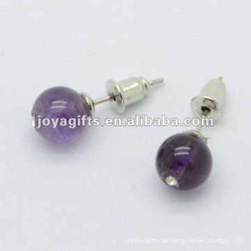 6MM Amethyst Bälle besetzten Ohrring